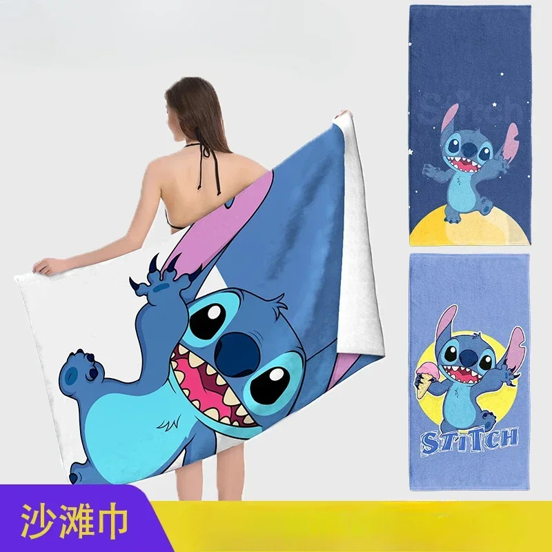 

New Disney Lilo & Stitch Beach Towel Kawaii Cartoon Towels Children Microfiber Blanket Anime Figures Print Picnic Mat Shawl Gift