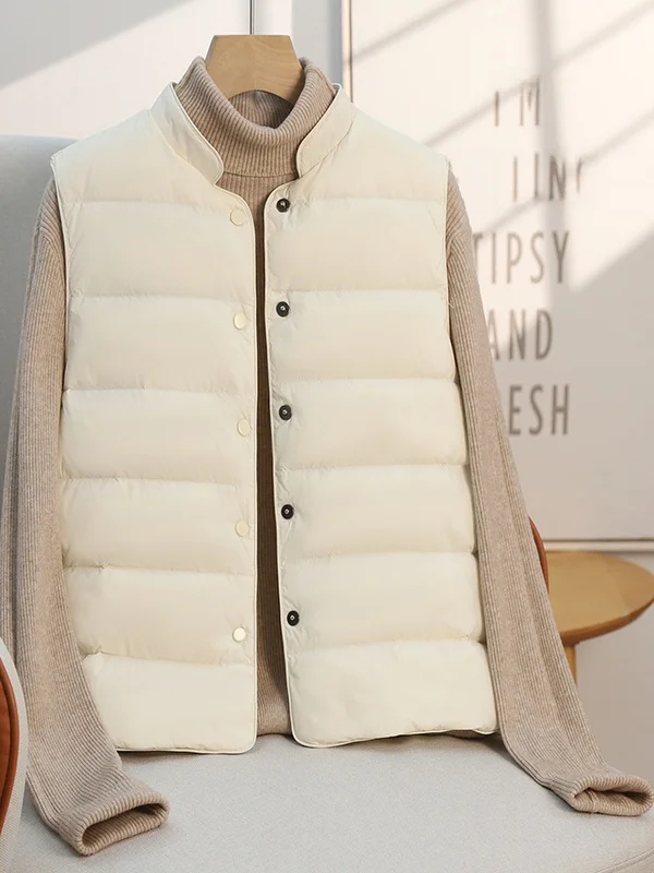 

Теплый жилет на хлопковой подкладке с небольшим воротником-стойкой, универсальный модный осенне-зимний новый многослойный топ на бретелях Thiened round Ne