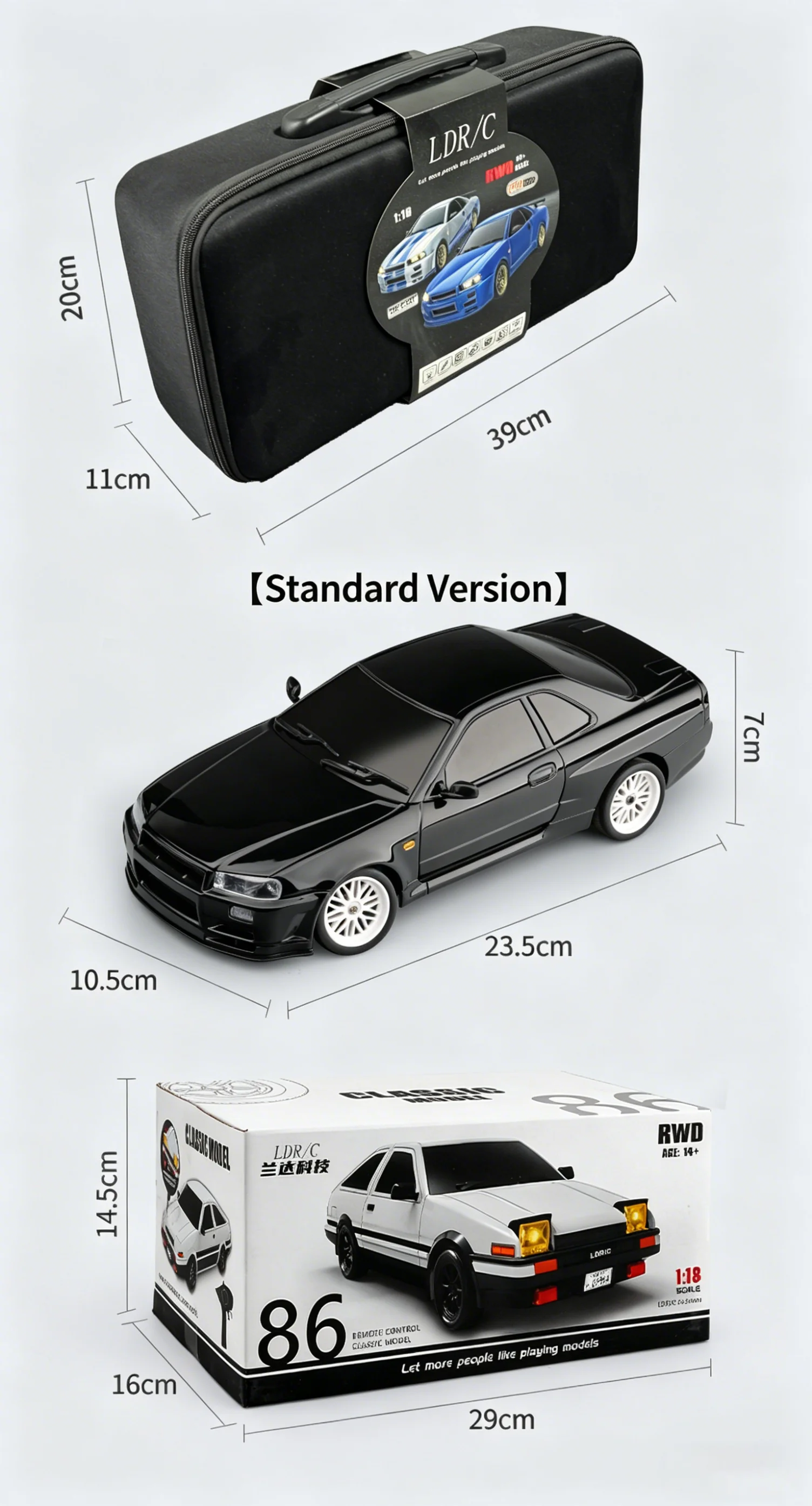 1/18 GTR R34 RWD RC Drift Car LDRC LD1899 2.4G ESP Gyro Alloy Metal Body LED Simulation Headlight Hobby RTR Racing RC Car Toy