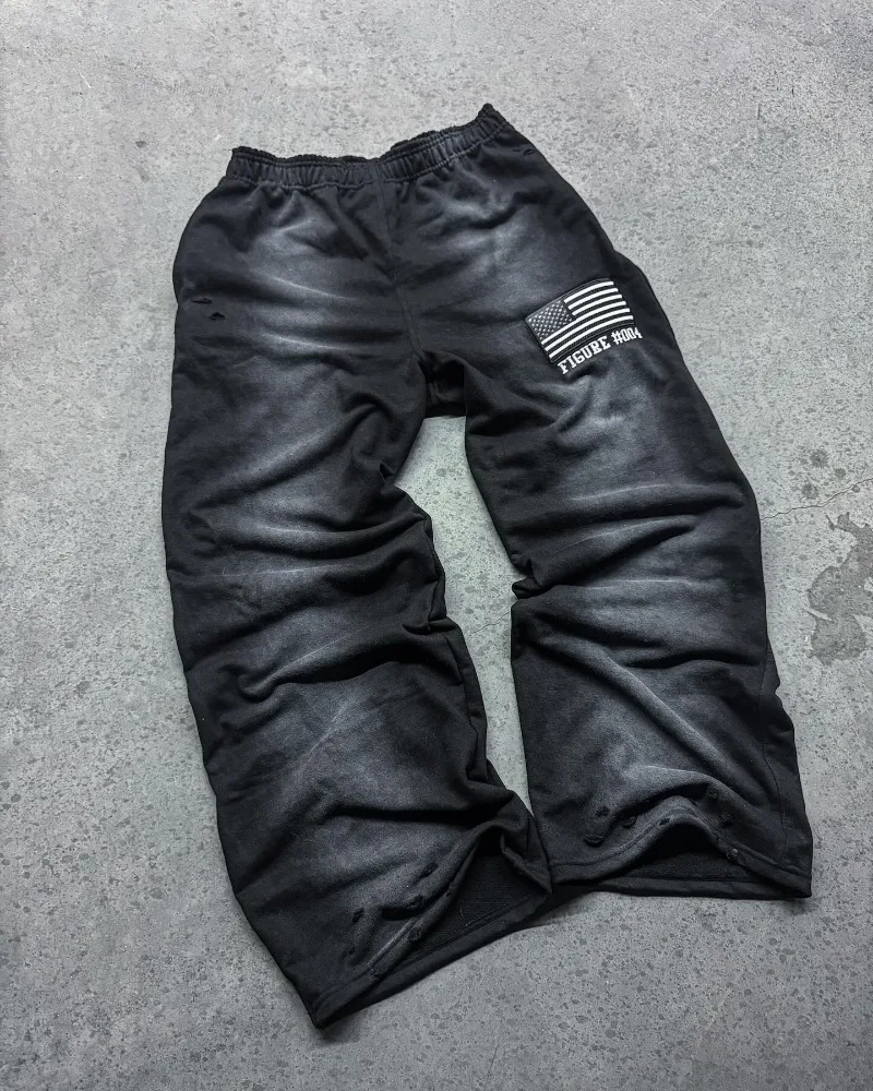 Y2k new do old holes design casual pants women trend Harajuku fashion embroidered pants Gothic street hip hop straight pants