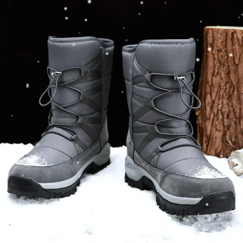 New Outdoor Men Boots Winter Snow Boots For Men Shoes Thick Plush Waterproof Slip-Resistant Keep Warm Winter Shoes Plus Size 46