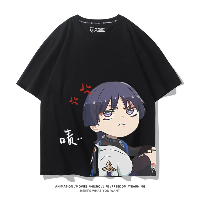 Game Genshin Impact Cute Furina 3D Men's T-shirts Fashion Cool Daily T shirt Street Personality Short Sleeve Top Summer Clothing