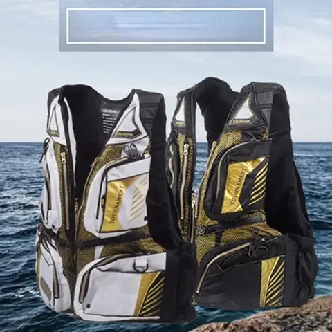 Outdoors Professional Men's Fishing Vest Summer Adult Multi-functional Large Buoyancy Fishing Life Jacket for Drifting Swimming