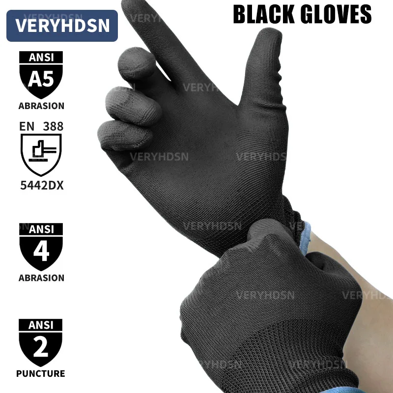 3 pairs Work Gloves for men Ultra-Thin Black High Performance Knit Wrist Cuff Firm Non-Slip Grip Touchscreen Durable&Breathable