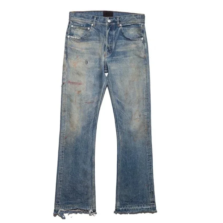ER/D 25fw retro washed old paint horn jeans