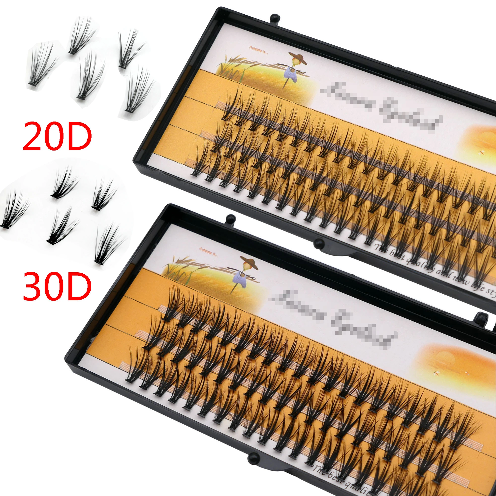 1 box 60 clusters 20/30D extension eyelashes, individual eyelashes, Natural Thick False Eyelashes, , Individual Eyelash Bunche