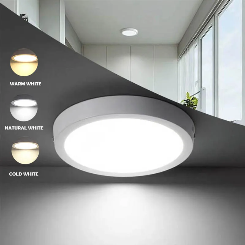 

LED Dimmable Panel Light Surface Mounted Ceiling Lamp Panel Light No Punching Required Lamp Minimalist Design AC85-265V