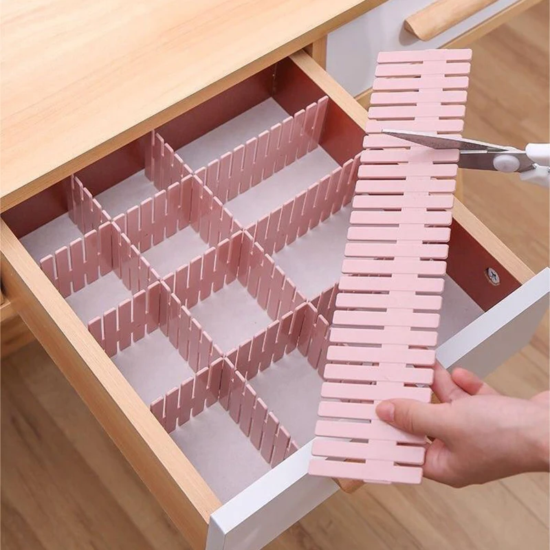 4 PCS Drawer Organiser Divider Adjustable Free Combination Organiser Compartment Divider Lingerie Sock Divider Plastic Plate