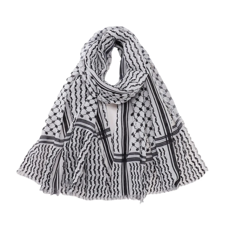 New Arab Scarf with Lattice Pattern Woman Breathable Kerchief Scarf Outdoor Middle East Headscarf Multi Purpose Headscarf