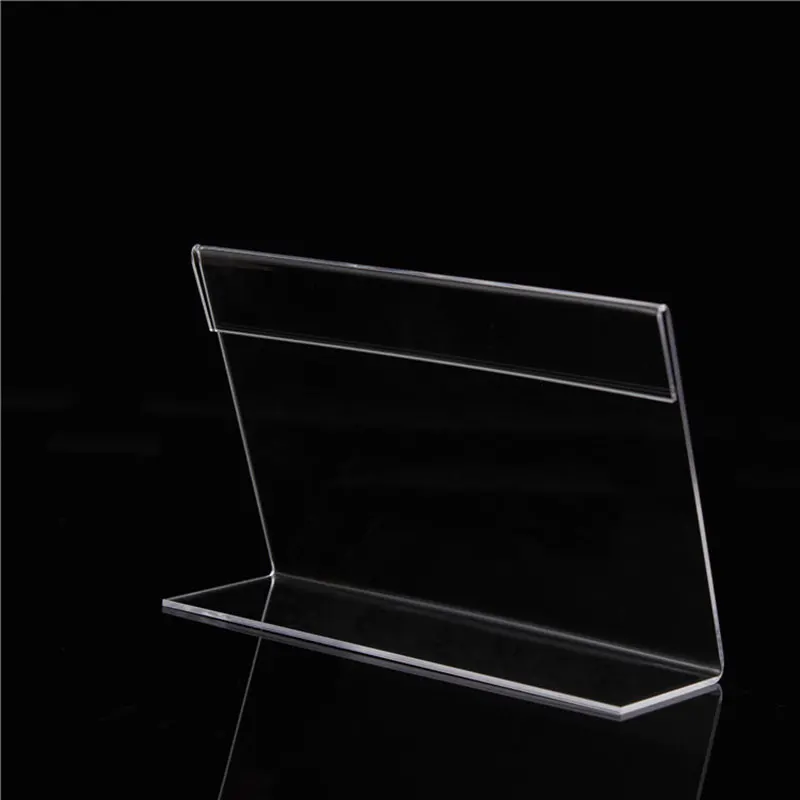 10pcs Acrylic Clear Plastic Stand Desk Sign Label Frame Price Tag Display Paper Card Holders Frame L-shaped Transparent Card