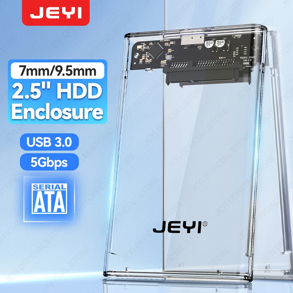 

JEYI 2.5" Hard Drive Enclosure, Tool-Free USB 3.0 5Gbps HDD Case with UASP, External SATA Hard Drive Adapter for Easy Storage.