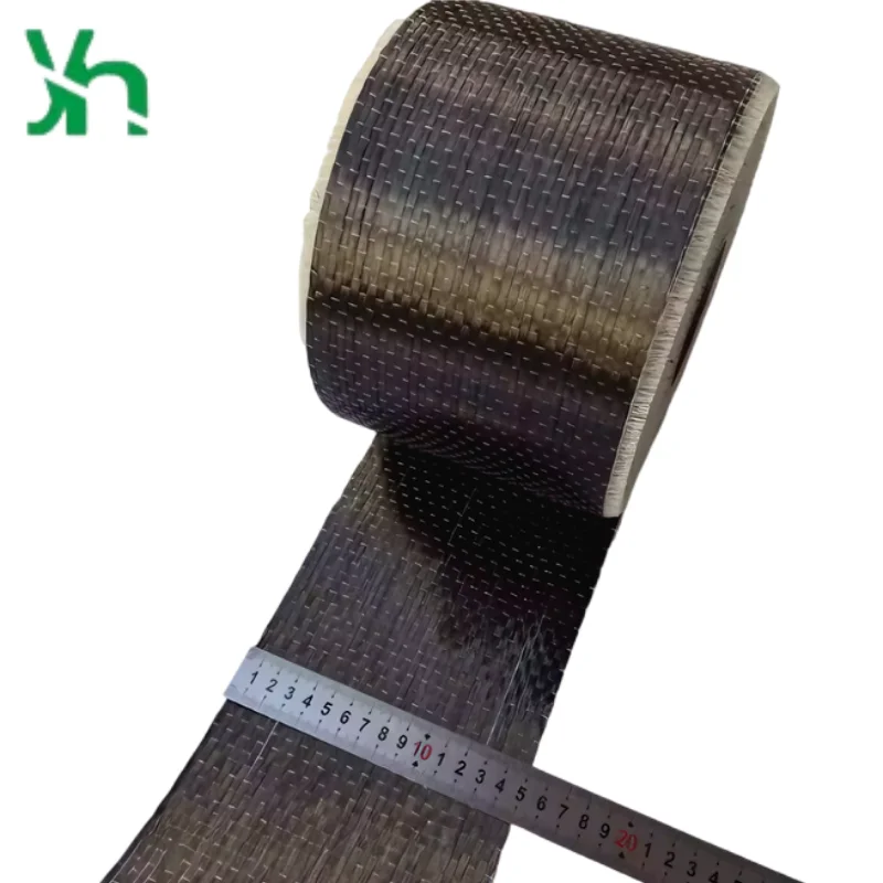 قماش من ألياف الكربون أحادي الاتجاه 12K 200 جرام، بعرض 15 سم، يستخدم لتعزيز الكراك وإصلاح شعاع الجسر والأعمدة والألواح