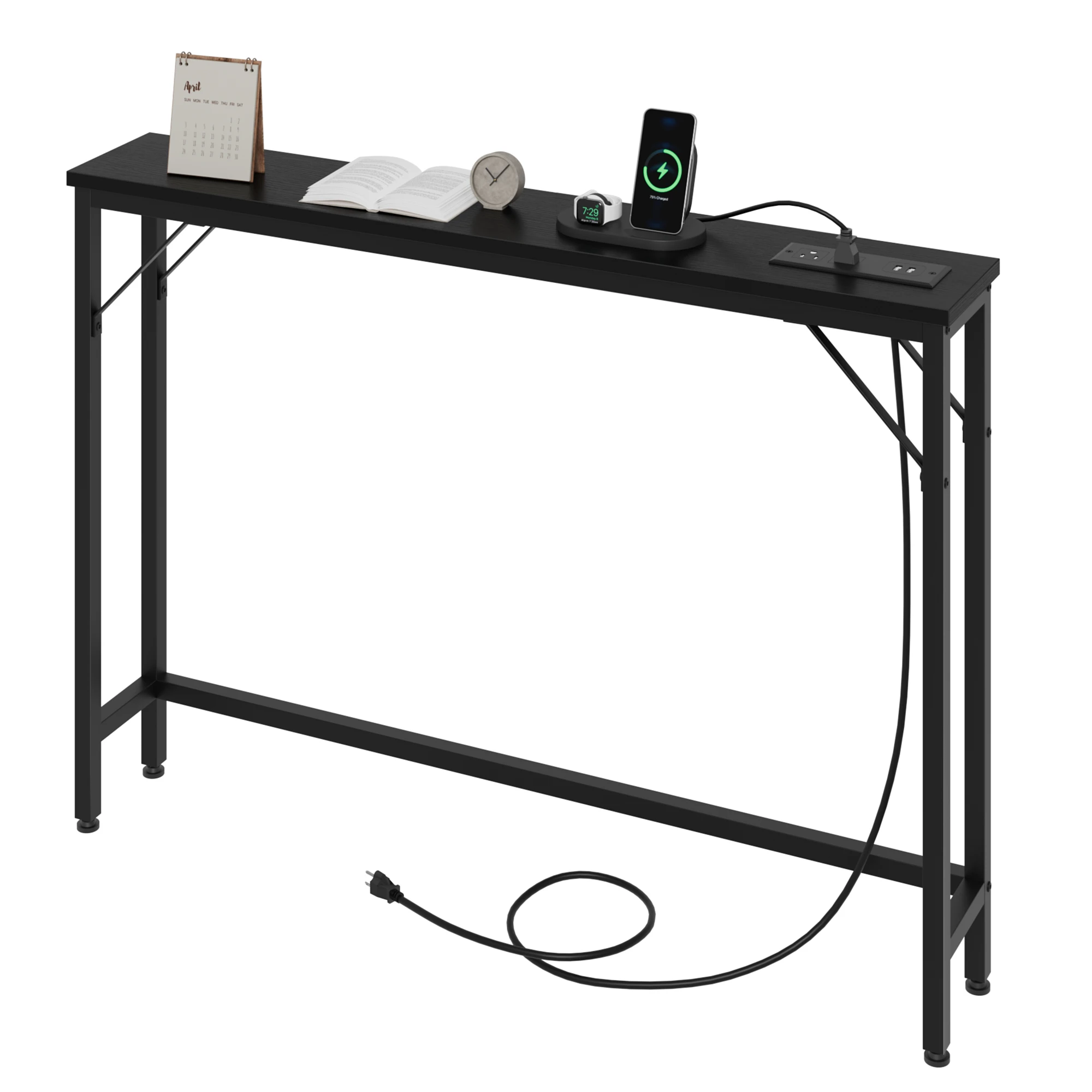 

For Table console mince avec prises intégrées, table console étroite pour petits espaces, derrière votre canapé dans les zones