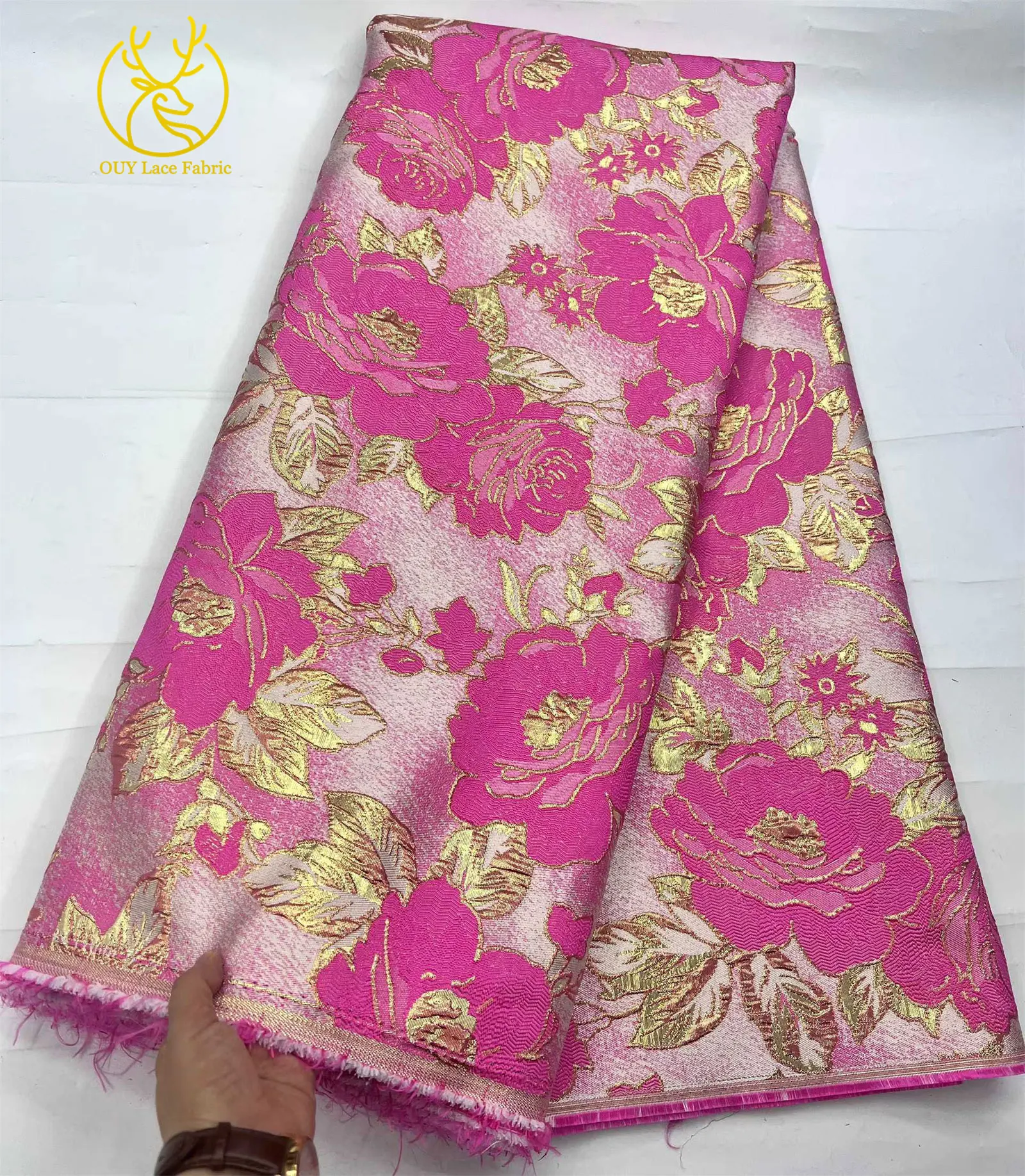 Großhandel afrikanischer Jacquard-Spitzenstoff 2026 Hochwertiger nigerianischer Spitzenstoff Damen-Partykleid-Nähmaterial 5 Yards – Detail 8
