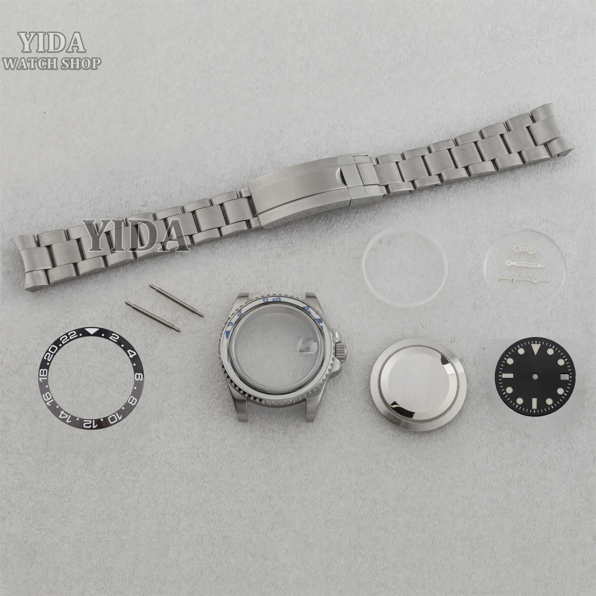 NH35 SUB GMT Watch Case Ceramic Bezel Stainless Steel Strap Sapphire Glass 28.5mm Face for NH35 NH36 Movement Wristwatch Parts