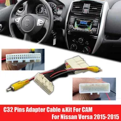 VKAUTO rückansicht Kamera RCA Video Stecker Adapter C32 pins Kabel Für Nissan Versa 2015 2016/NP300 Frontier 2015 ~ 2018