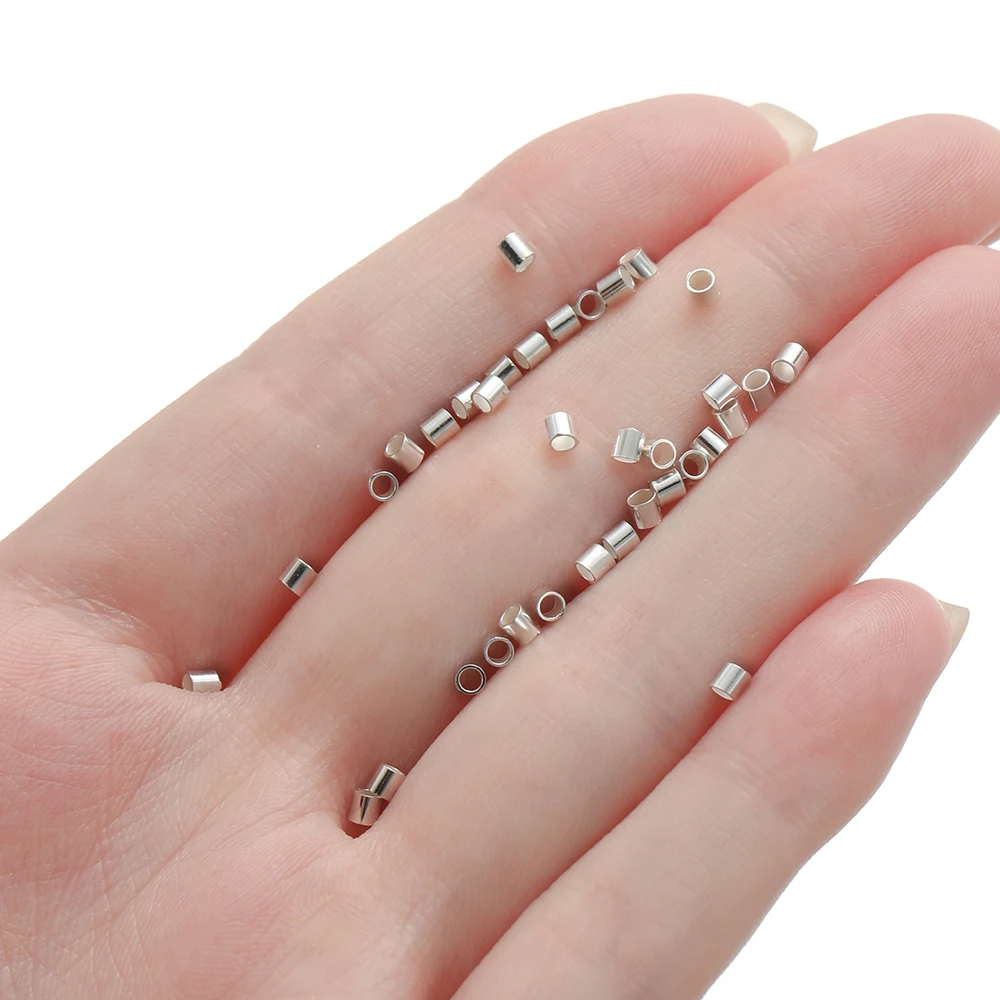 1g/pack 925 Sterling Silver 1.5/2mm Silver Color Round Tube Beads For DIY Jewelry Necklace Bracelets Making Accessories