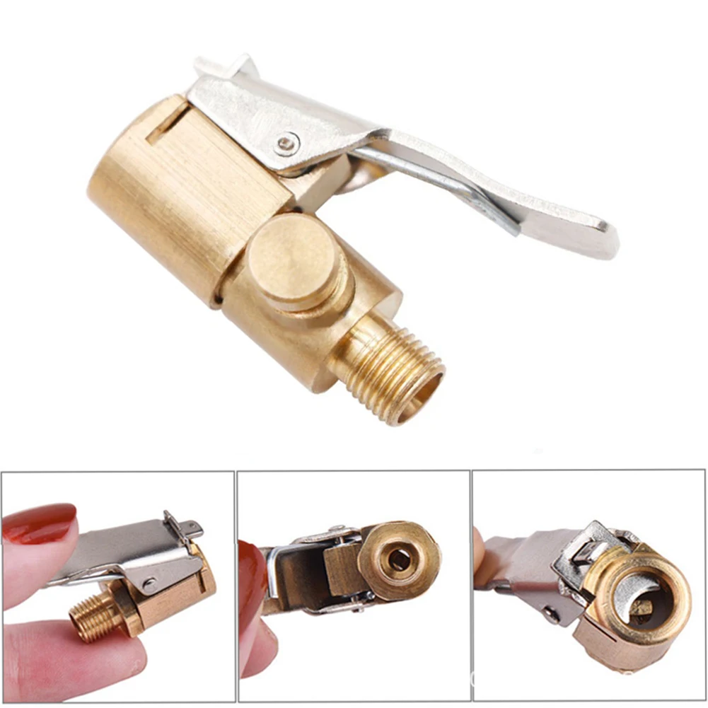 Clip-on Adapter Brass Car Truck Tire Air Pump Chuck Air Compressor Valve Clip Clamp Connector Nozzle Tyre Wheel Tire Air Chuck