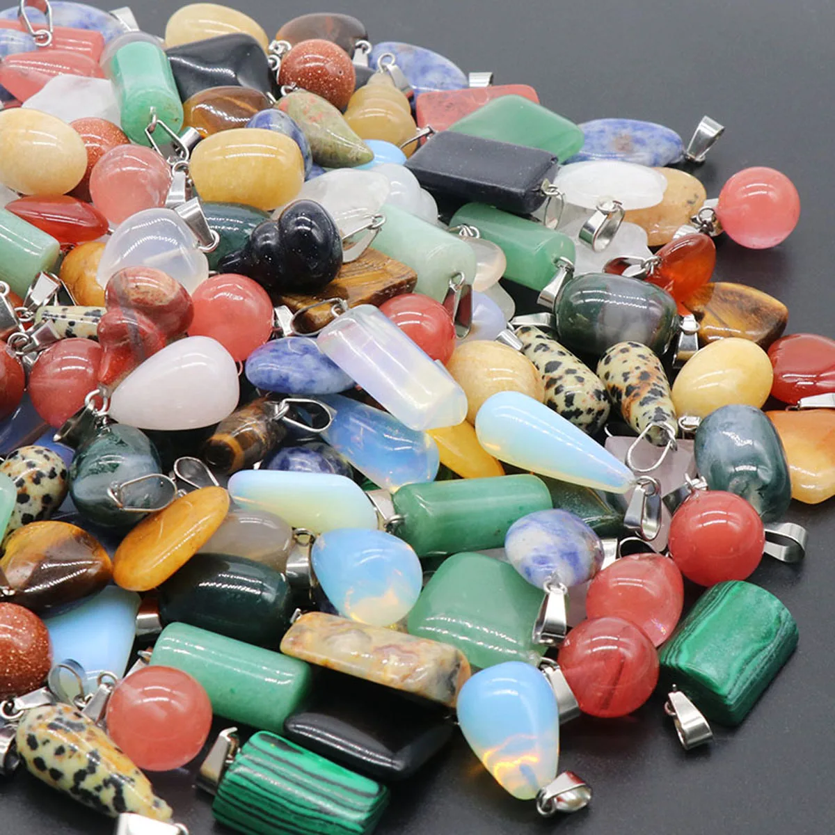 Multiple Shape Natural Stone Pendant Charms Mix Color Natural Agates Pendant fit Jewelry DIY Necklace Making Wholesale