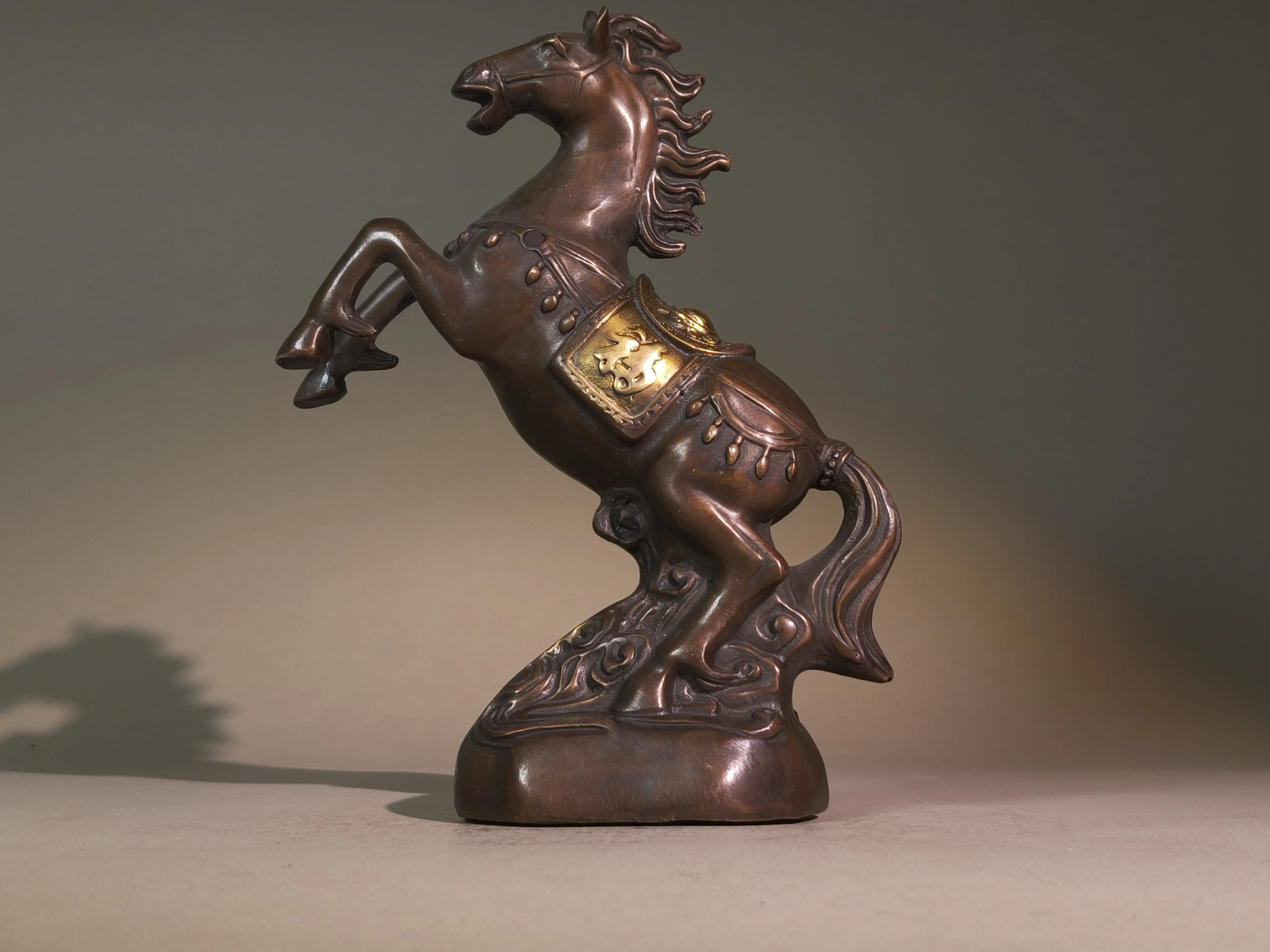 Gilded Creative Copper Horse, Solid Copper Large Standing Horse Bronze Ornament, Decorative Antique Craft for Living Room & Offi