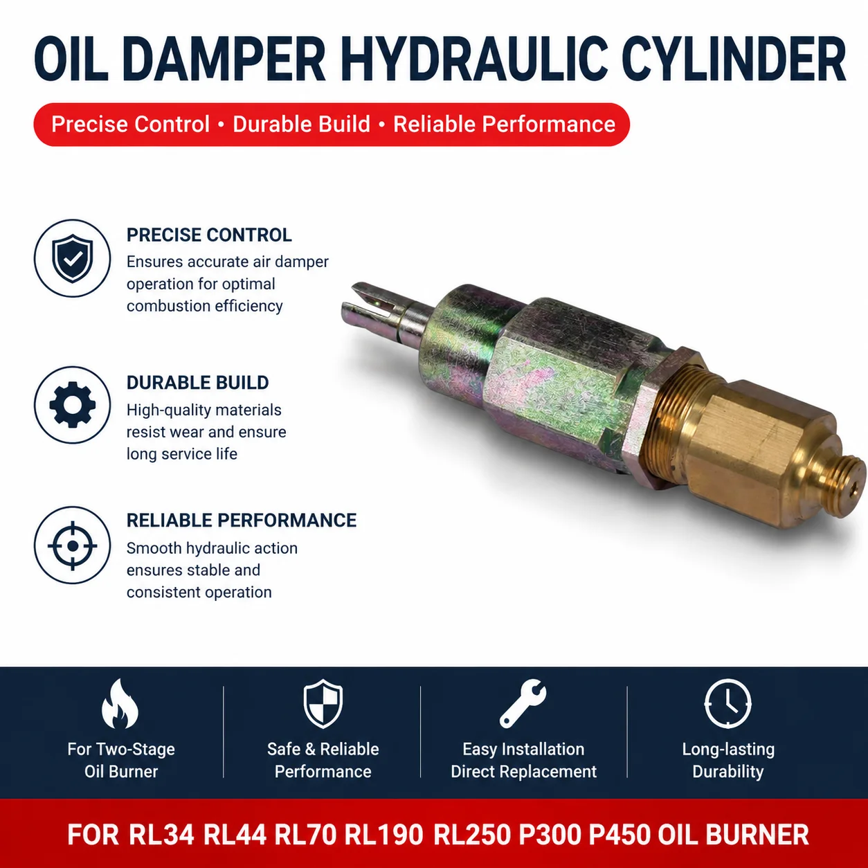 Brand New RL Series Hydraulic Jack Anti‑leakage For RIELLO Two‑Stage Fuel Oil Burner Air Damper Control Original Components