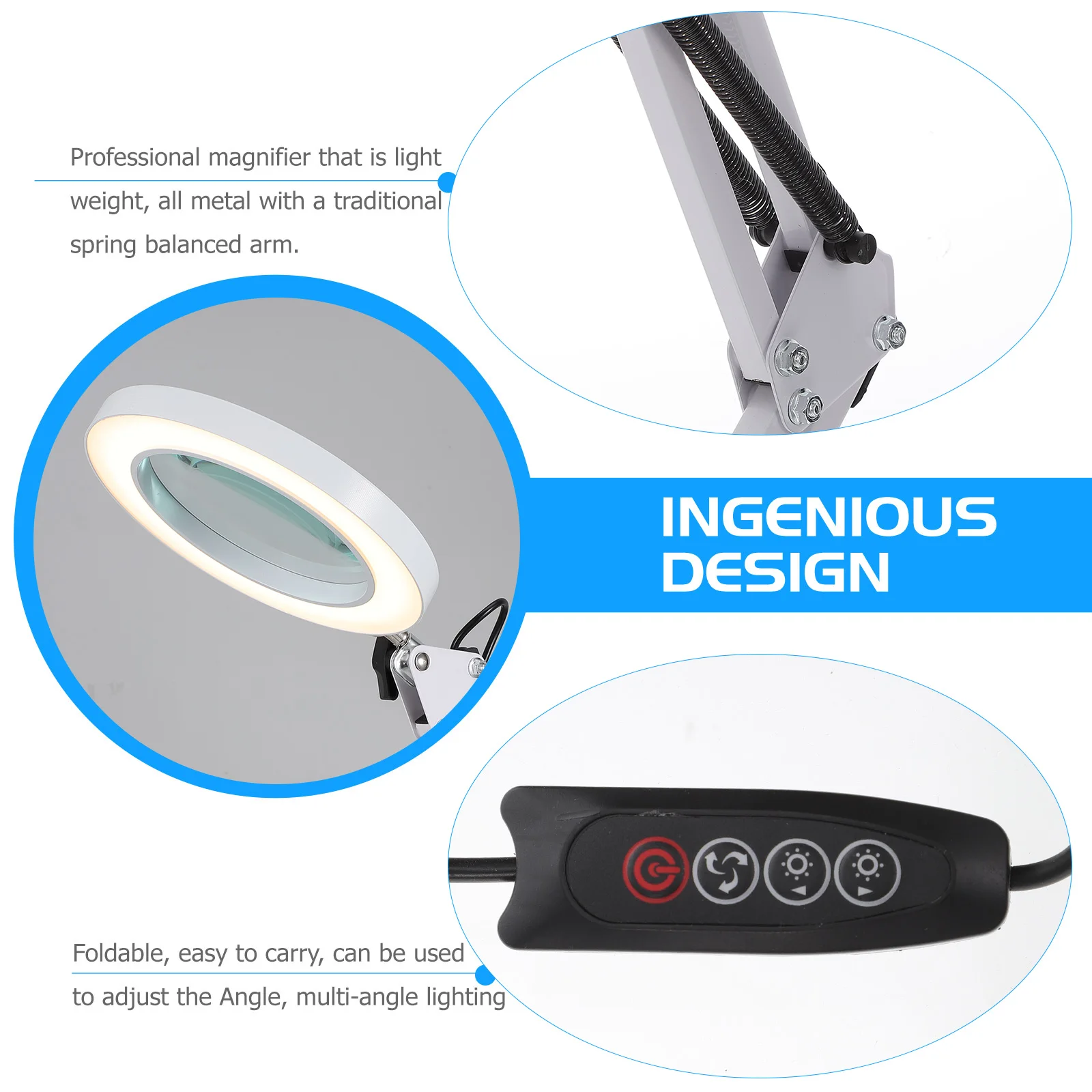 

Magnifying Glass Light LED Lamp Portable Magnifier Miniature Desk Clamp for Abs
