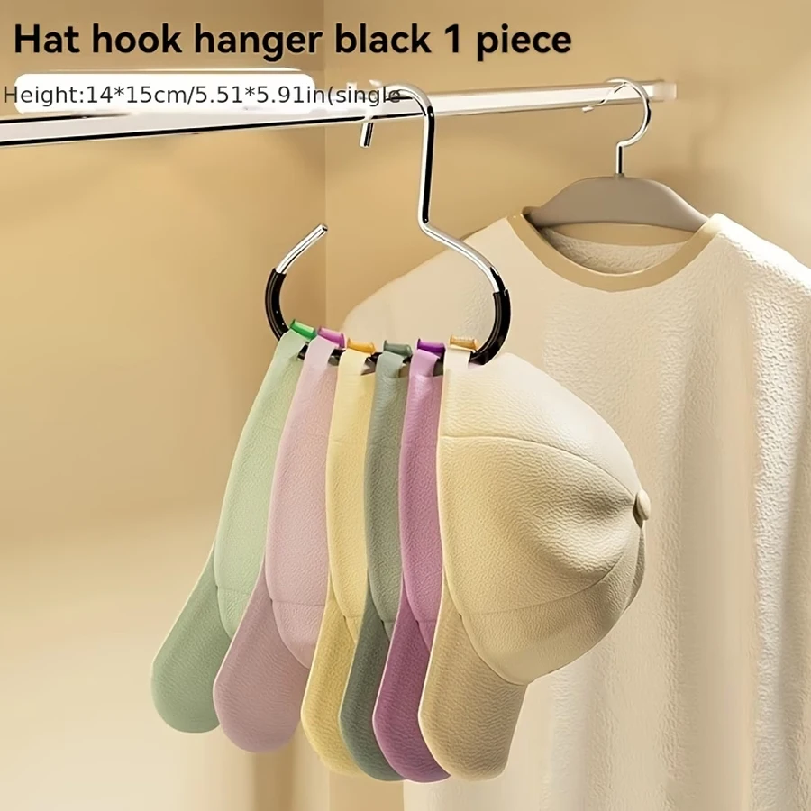 A New Hat Rack, a Hat Storage Solution, One Hanger Can Hold 8 High-Top Hats, a Hanging Baseball Cap Hanger for Dormitory Wardrobes, a Multifunctional Hanging Hat Display Rack for Home Use, No Trace, No Hooks