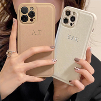 13 14 15 16 Pro Max Case Personalise Customized Name Leather PU Initial Letters 3D Cover For iPhone 13 12 11 14 15 16 Pro Max
