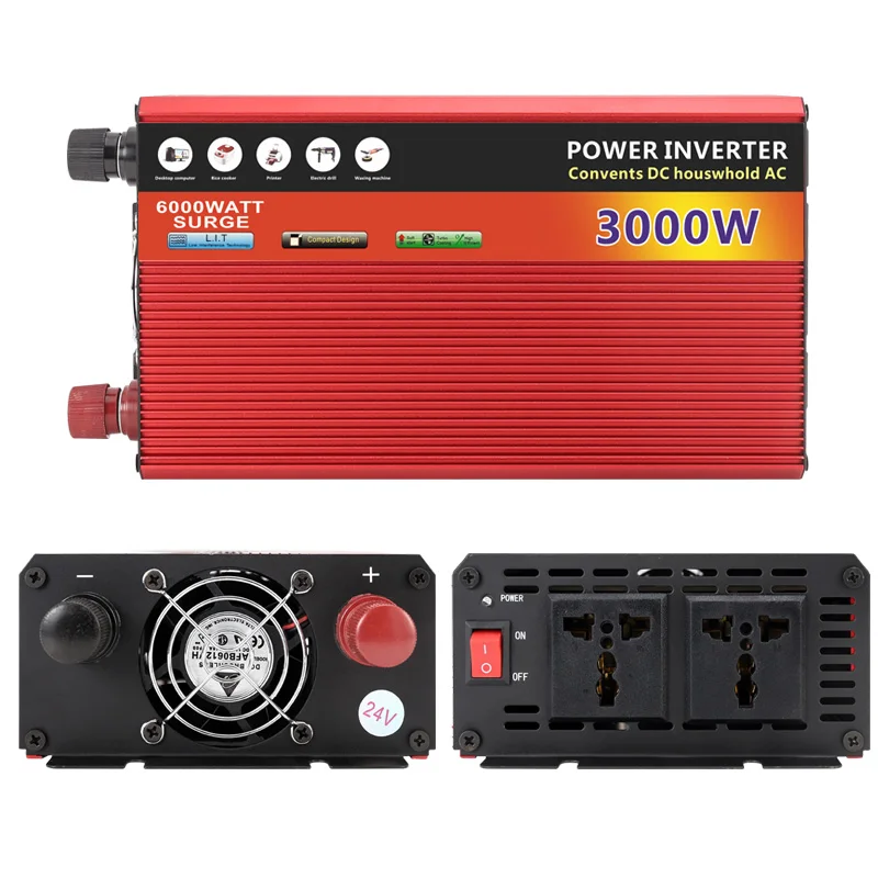 

Double Fan Insured Automotive Inverter DC12V 24V to 110V 220V 3000W Emergency Power Supply Inverter