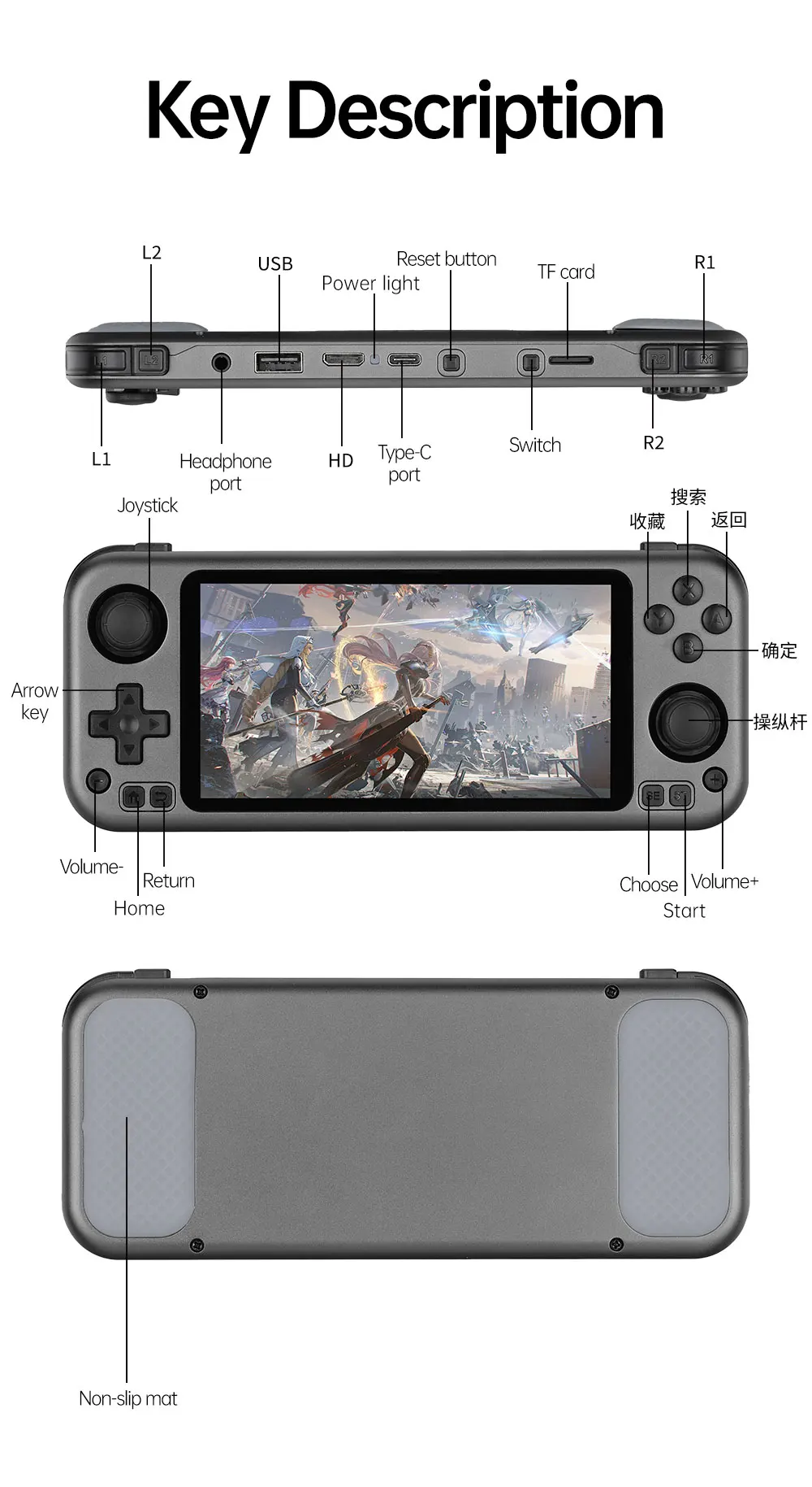 5.0 IPS Touch Screen Video Game Console RG3566 Android Open Source Handheld Game Player