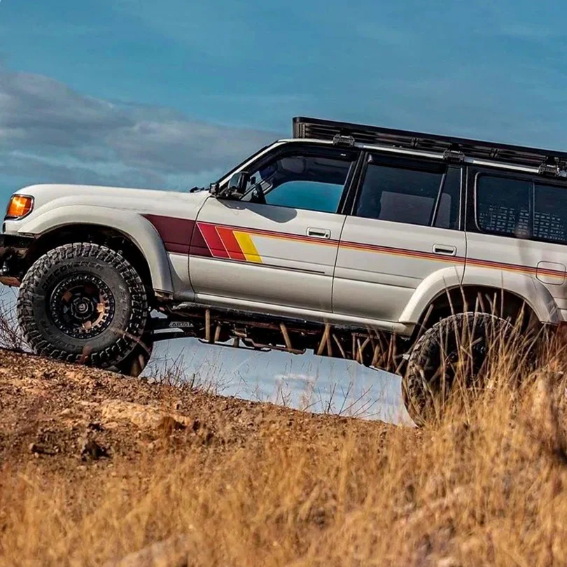 Pair Exterior Off Road Car Decals Body Waist Line Stipes Sticker Vinyl Graphics kit Accessories for Toyota Land Cruiser LC80
