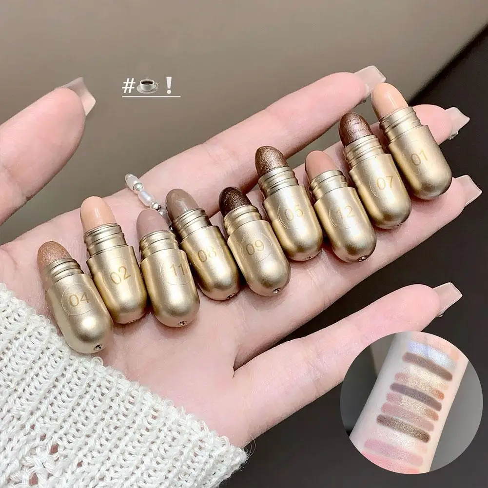 12-kleuren Capsule Oogschaduw Set 3-in-1 Matte Glitter Hoogglans Oogschaduw Perfect Make-up Look Draagbare Capsule Oogschaduw Set