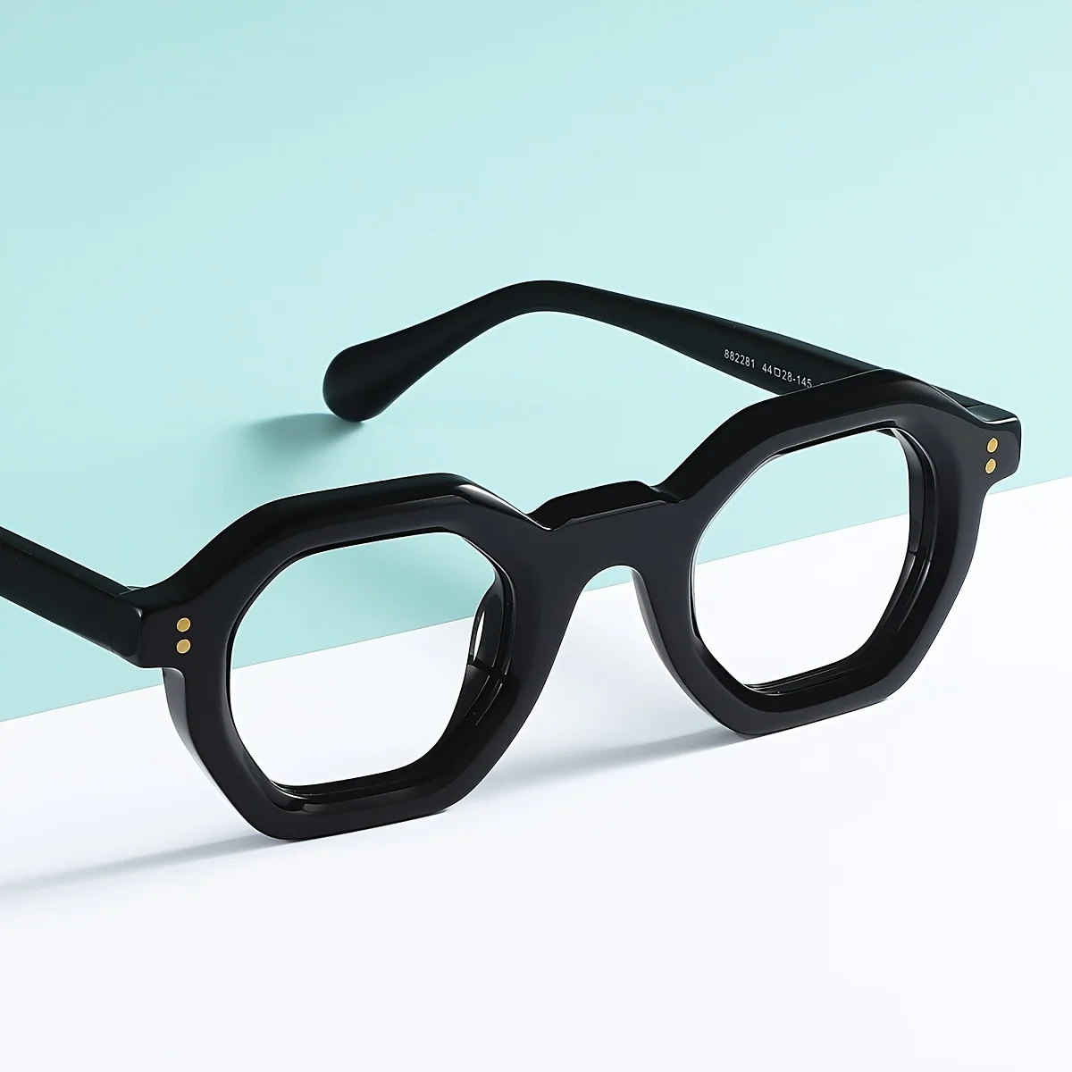 Glasses for Women Men |   Fytoo, Black Glasses, Hexagonal Glasses, Acetate Glasses, Full Rim Glasses, Ft1602-01