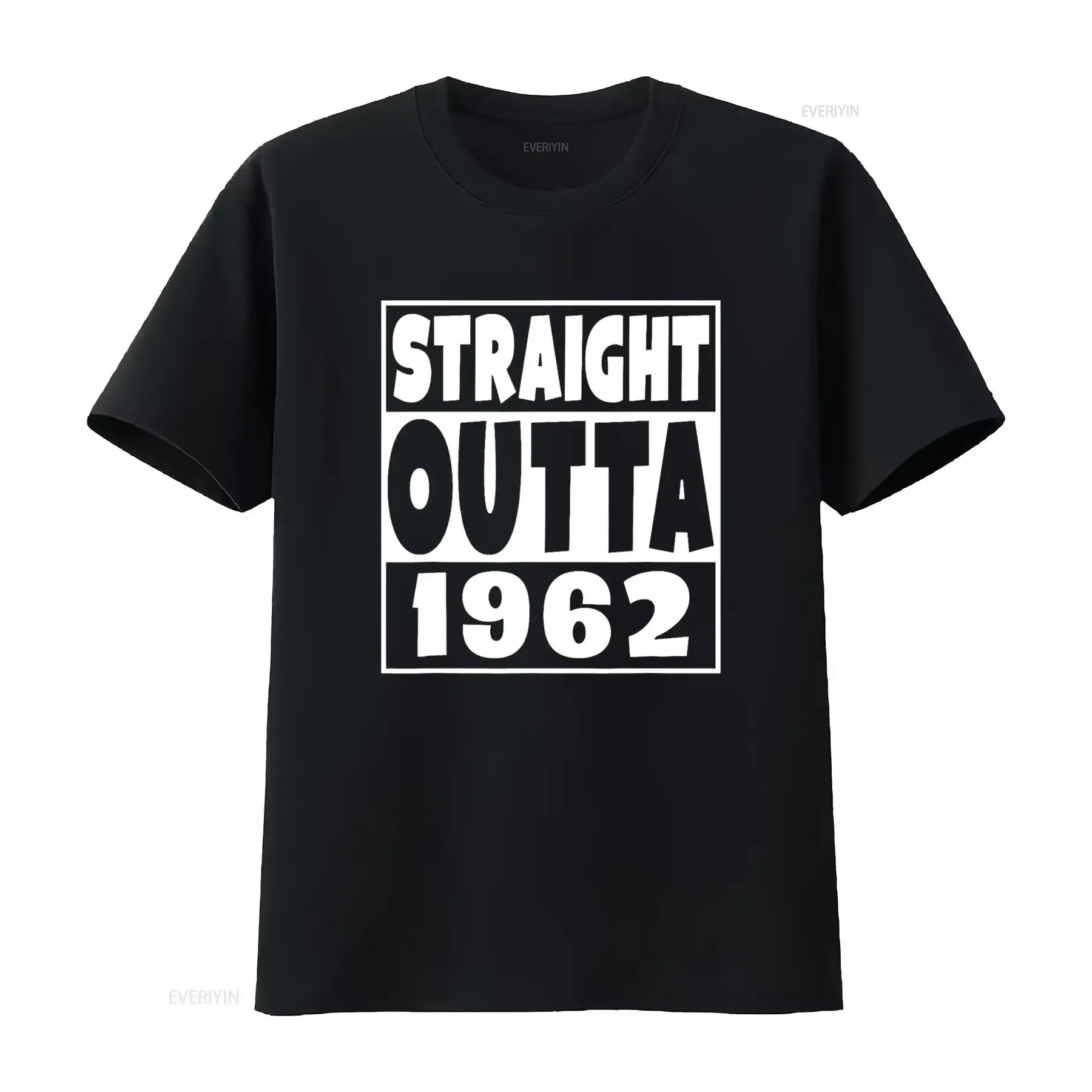Straight Outta 1962 nacido en divertido año de cumpleaños camiseta vintage lavada Unisex transpirable gráfico homme Casual