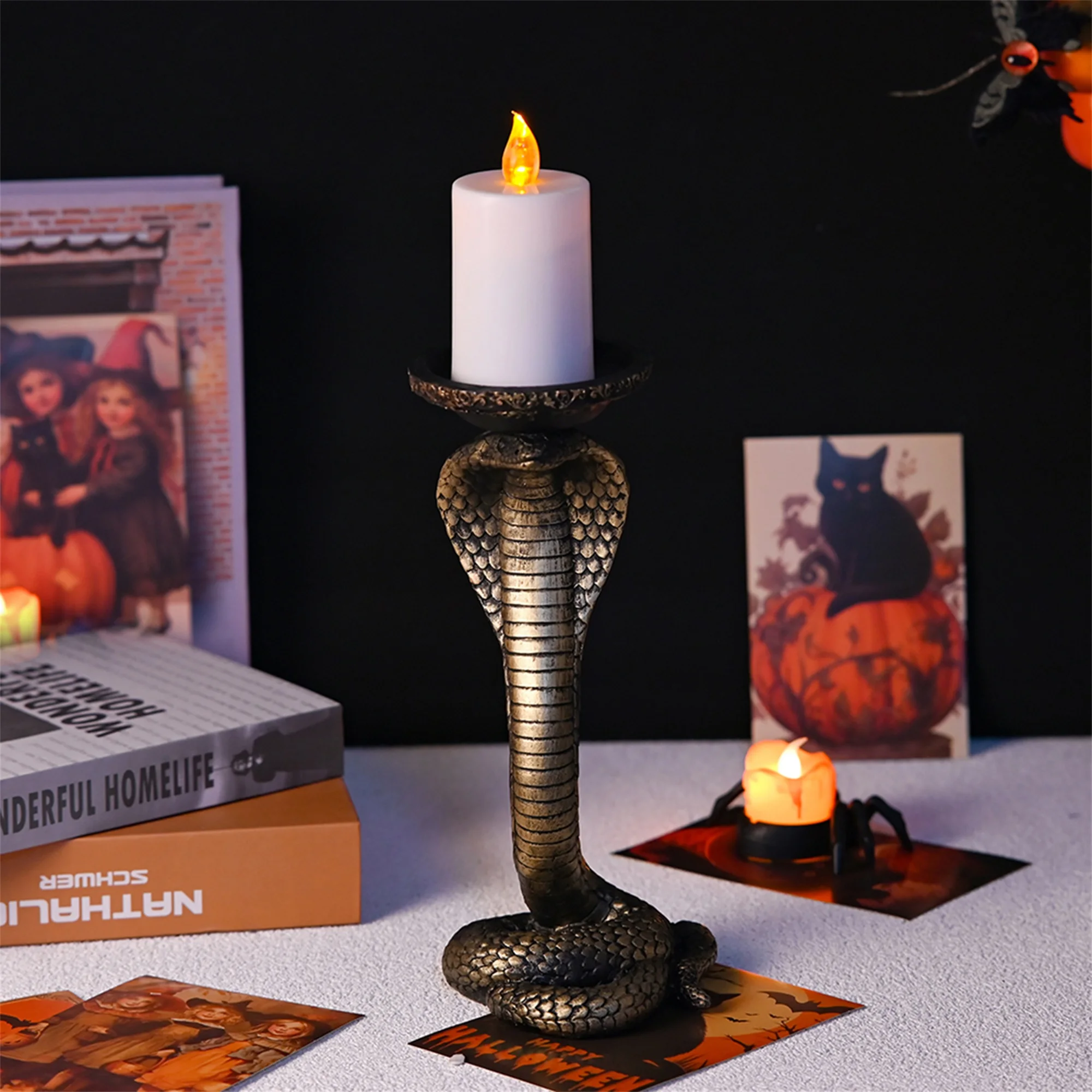 

Готический подсвечник с черепом, жуткий скелет, ручной подсвечник, подставка для Хэллоуина, вечеринки, центральный декор стола