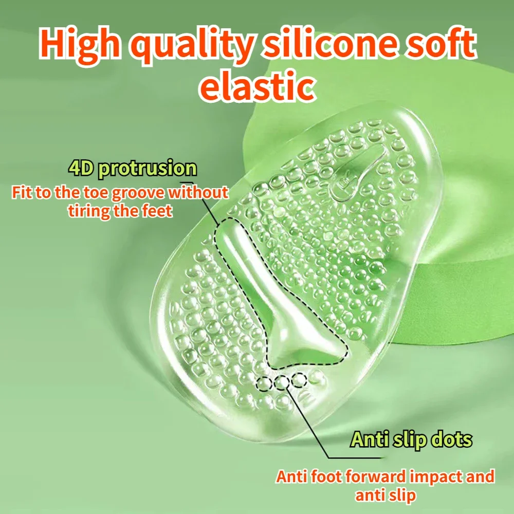 Silicone Anti Slip Shoe Pads, Almofada Antepé, Almofadas Pé, Palmilha Salto Alto, Almofadas Pés, Alívio Da Dor, Massagem Silicone, 1 Par