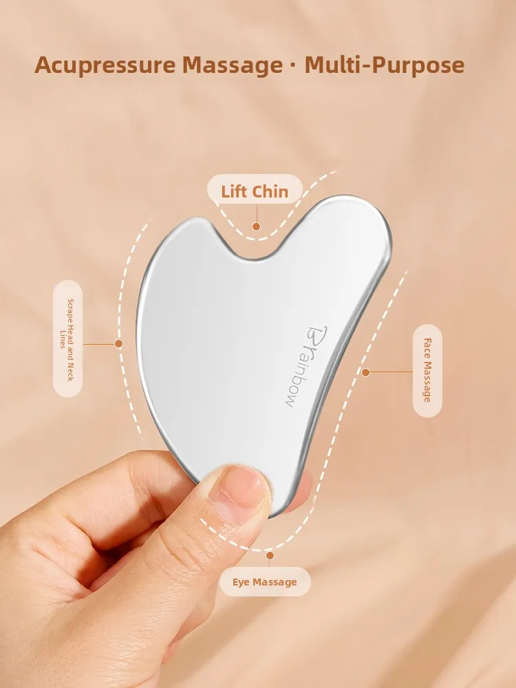 Brainbow Stainless Steel Facial Massage Gua Sha Beauty Lift Lines Full Body Universal Skincare Tool Metal Face Scraping Board