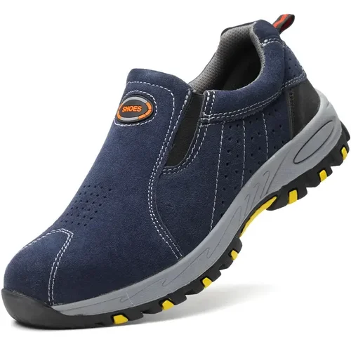 Imagen 2 del producto Zapatos de seguridad bajos para hombre, protección laboral, seguridad, antipinchazos, soldador, punta de acero Industrial, zapatillas deportivas sin cordones