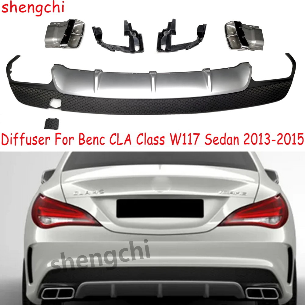 W117 Rear Bumper Diffuser & Exhaust Tips for Mercedes Benz CLA Class W117 CLA180 CLA200 CLA250 CLA220 CLA45 AMG Sport 2013-2015