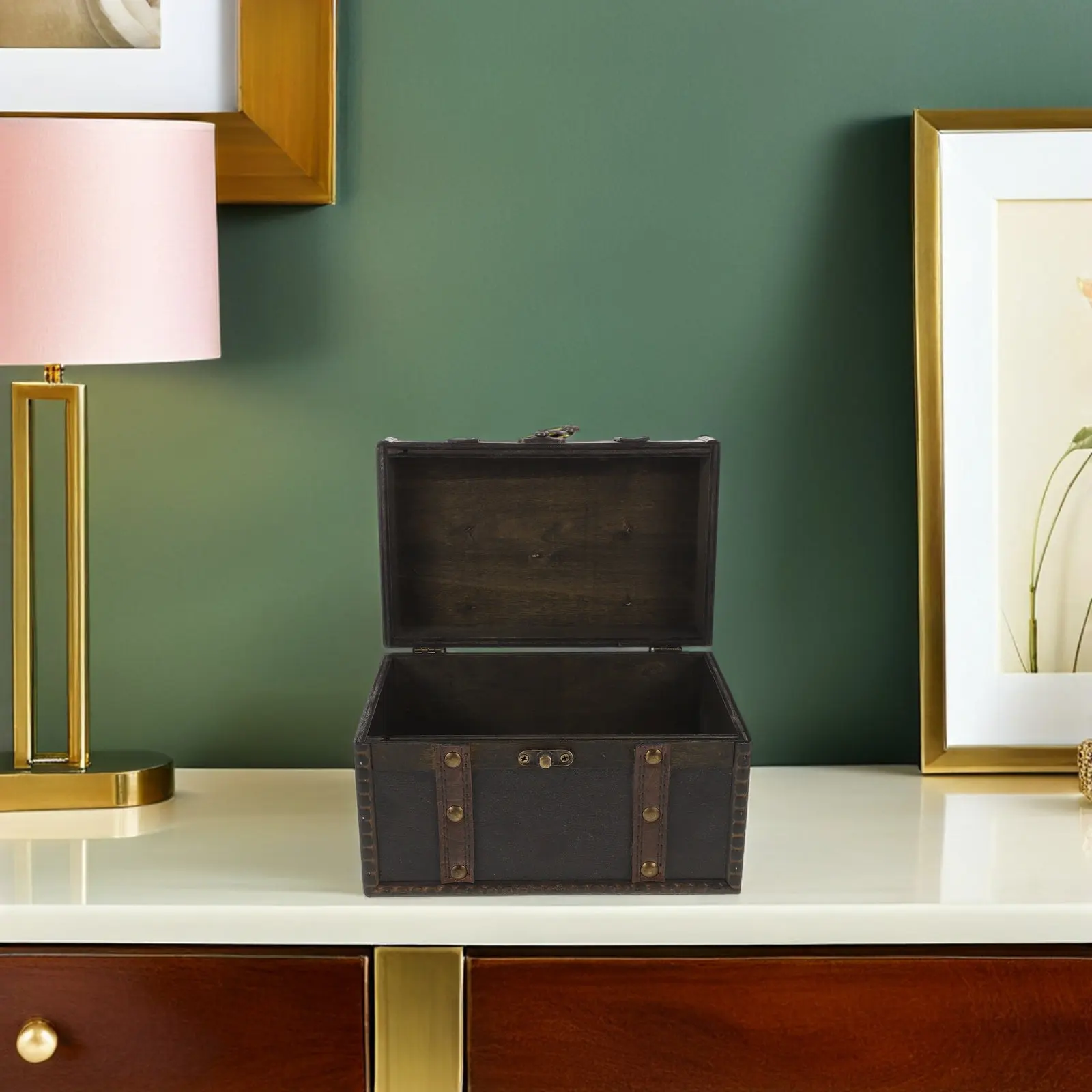 

Wooden Vintage Jewelry Box Treasure Chest Storage Decorative Keepsake Box for Vanity Dresser Organizing Rings Earrings Trinkets