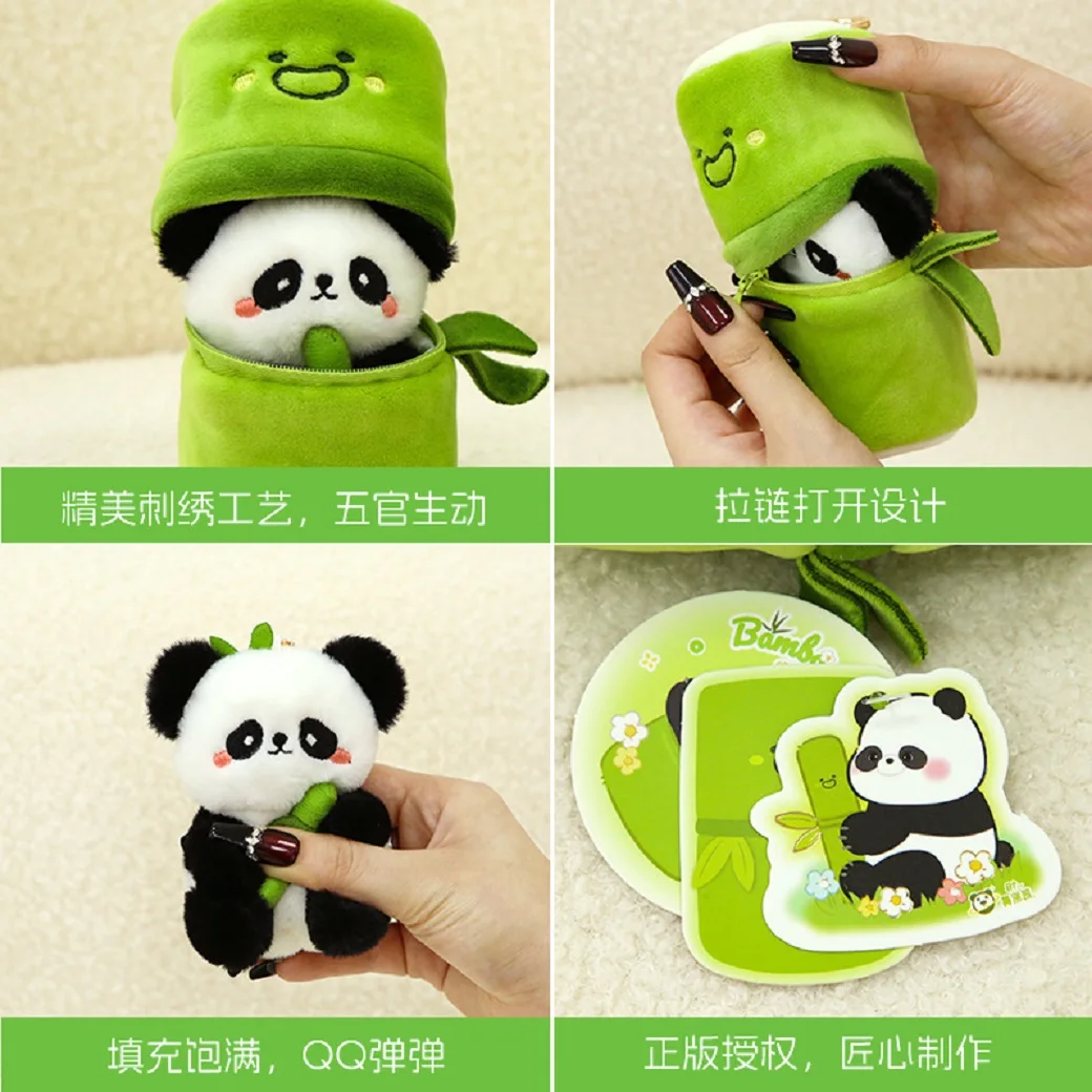 Śliczna 10cm bambusowa panda pluszowa zabawka mała zawieszka pluszaki miękka lalka puszysta panda dekoracja torby prezent urodzinowy