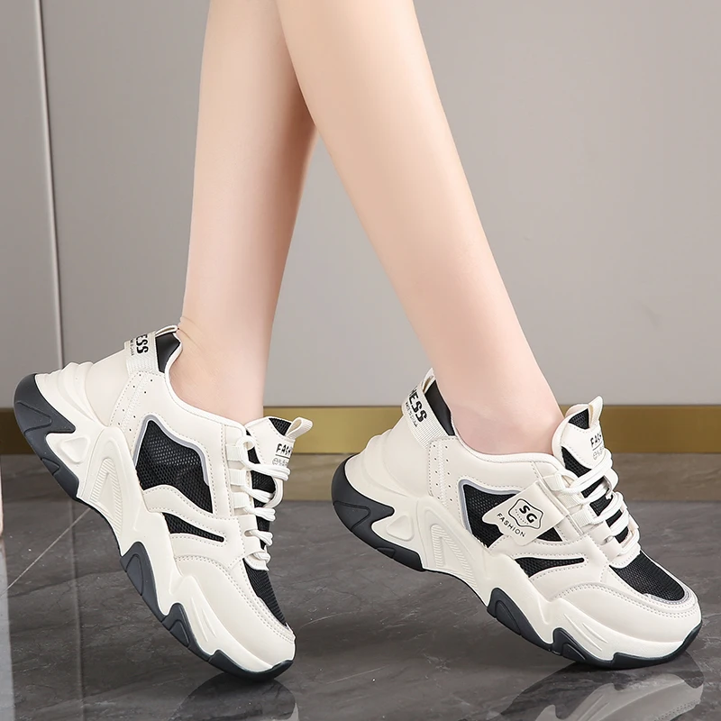 CRLAYDK scarpe da papà con piattaforma da Tennis da corsa traspiranti in rete da donna moda Casual Chunky Sneakers scarpe da ginnastica da passeggio