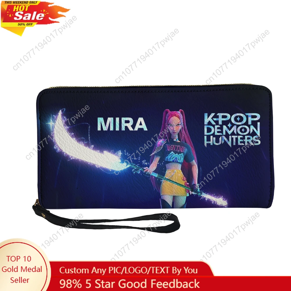 

KPop Demon Hunters Mira Custom Wallet Purse Sprunki Mens Womens Zipper Long Wallets Double Print Portable Wallet Gift Bag