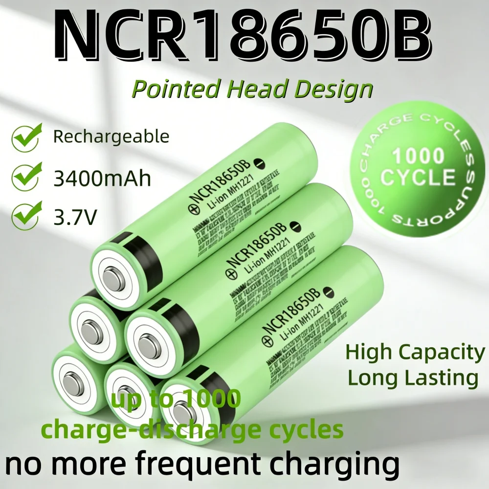 

Original NCR18650B 3400mAh 3.7V 18650 Rechargeable Battery Pointed Head for Flashlight & Portable Devices