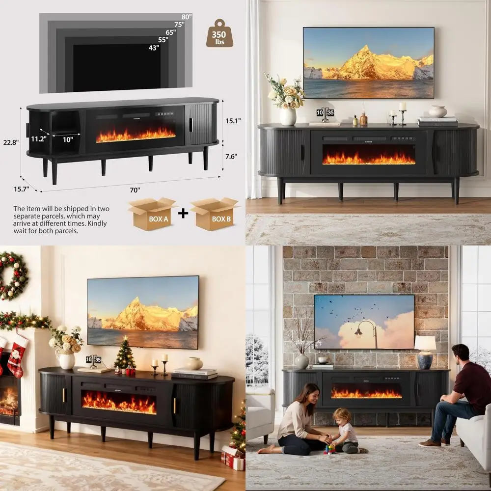 

Регулируемая подставка для телевизора 70-80 дюймов с дистанционным и сенсорным управлением, развлекательный центр, черный цвет