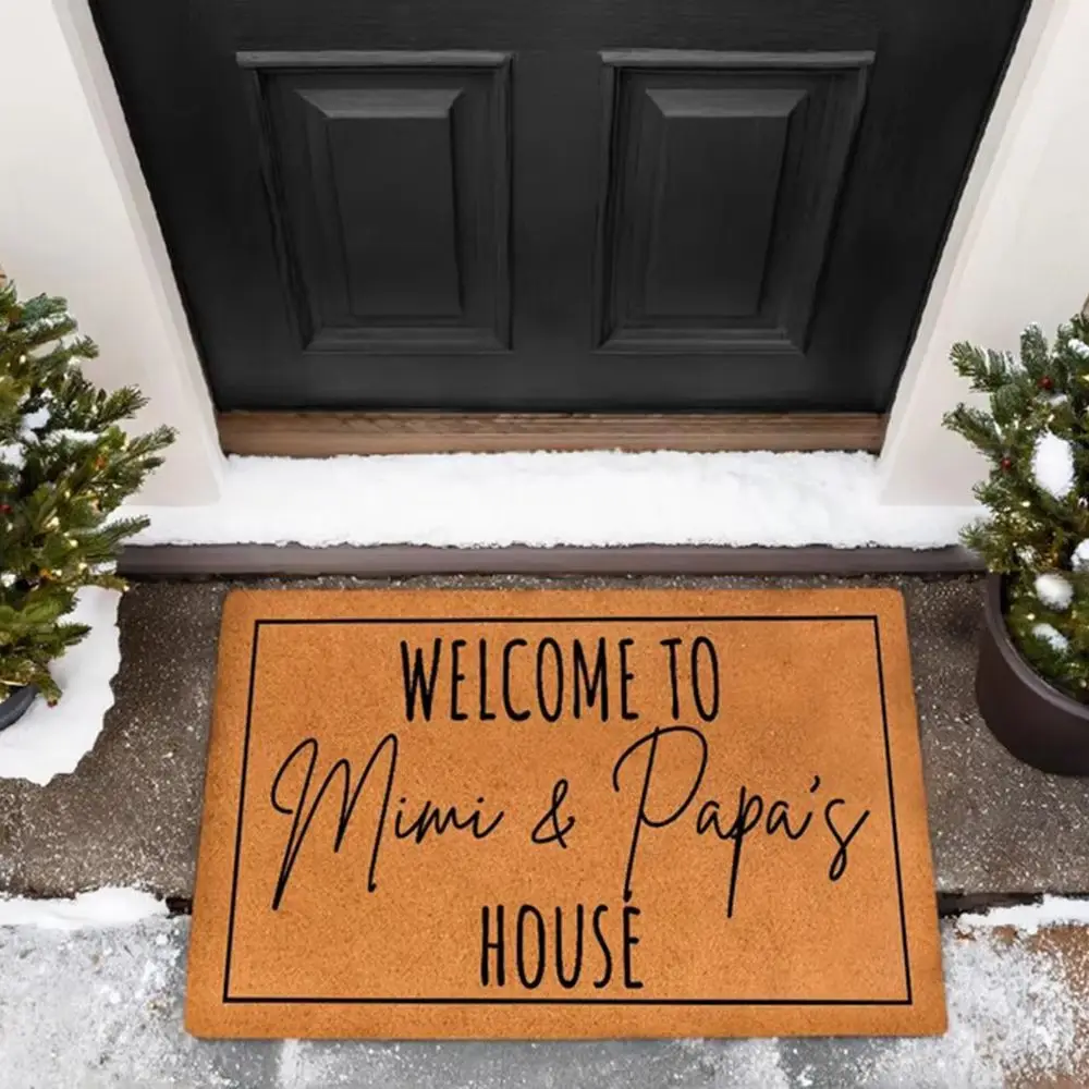 Custom Doormat Coir Personalized Mimi Papa Grandparents Name Welcome Mat Non Slip Outdoor Front Door Home Decor Mothers Day Gift