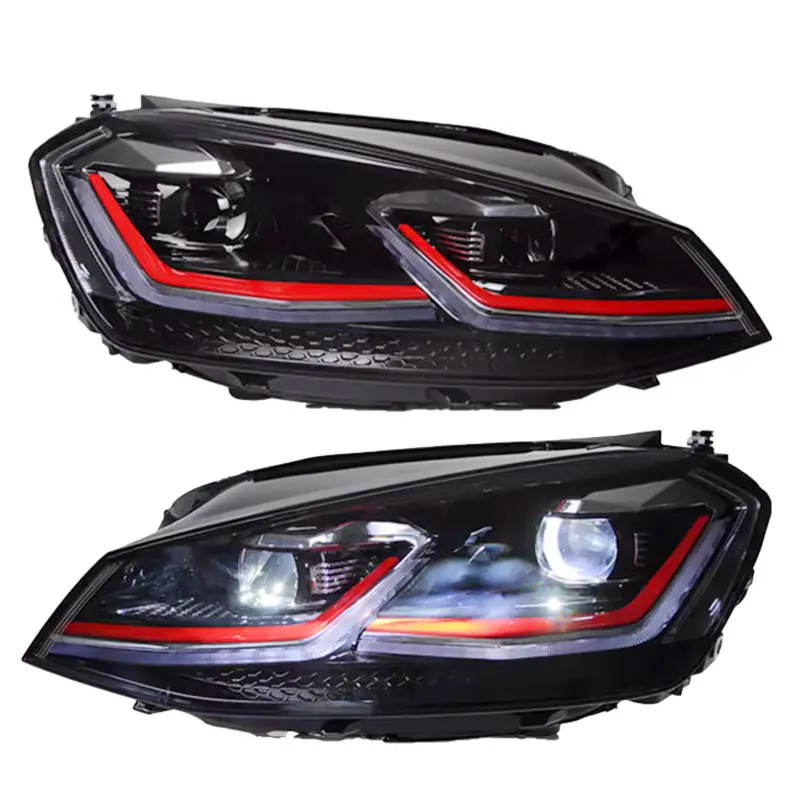 Apollo For Golf 7 Headlight Assembly Golf 7 MK7 2013-2017 Dynamic Steering LED Headlight DRL Lens Dual Beam Bi-Xenon H