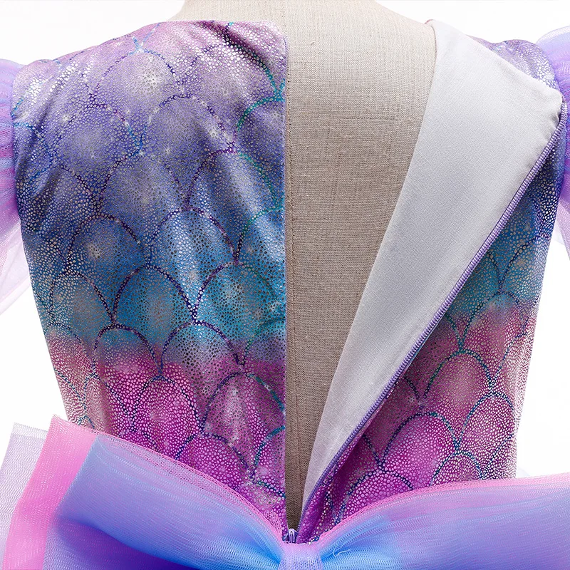 우아한 인어 공주 코스프레 코스튬 소녀 활 얇은 명주 그물 가운 왕관 액세서리 세트, 할로윈 결혼식 생일 원피스