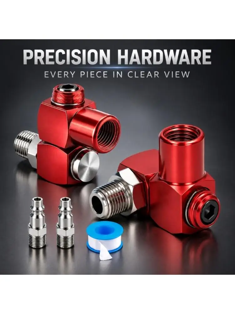 Pneumatic Hose Swivels Fittings with Male and Female Connection, Movement, and Included PTFE Thread Seal Tape for Setups high