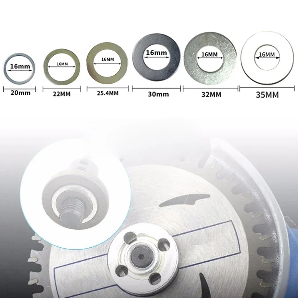 Anneau de réduction de lame de scie circulaire, anneau de conversion, disque de coupe, rondelle de coupe, outils de travail de calcul, ensemble de 6 pièces